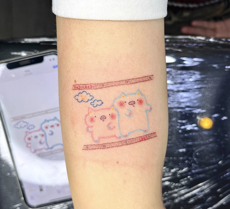 Ảnh hình xăm con heo cute đáng yêu