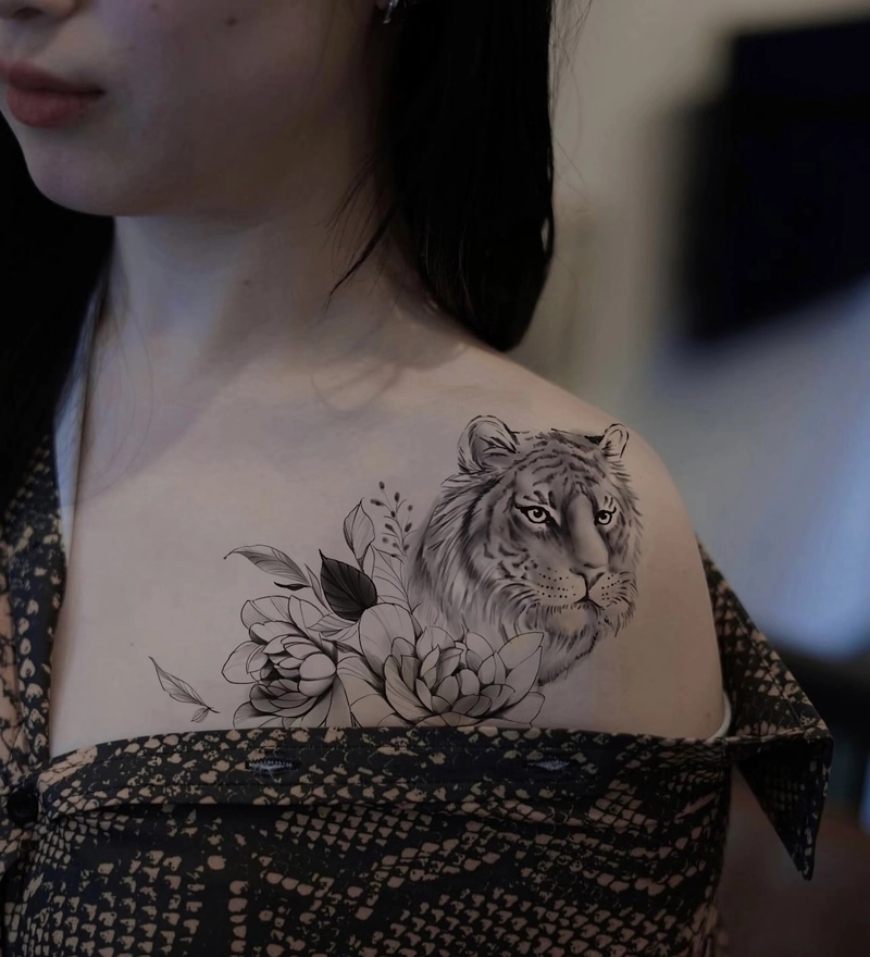 Ảnh hình xăm đầu hổ đẹp nét vẽ sắc nét