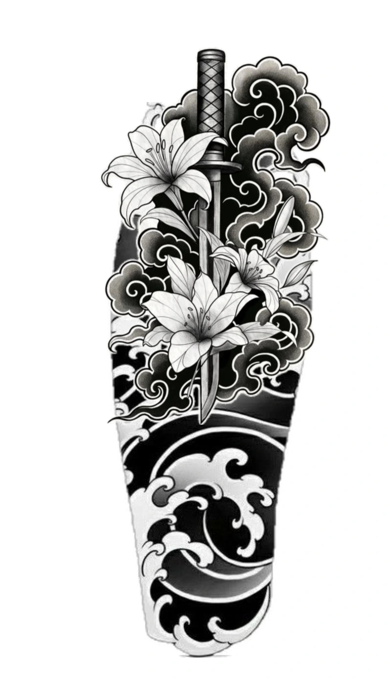 Ảnh hình xăm nhật cổ trắng đen dành cho người thích tattoo Nhật