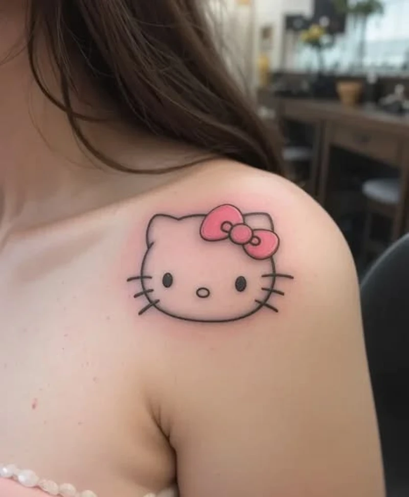 Ảnh tattoo Hello Kitty mini nhỏ xinh dành cho nữ cá tính