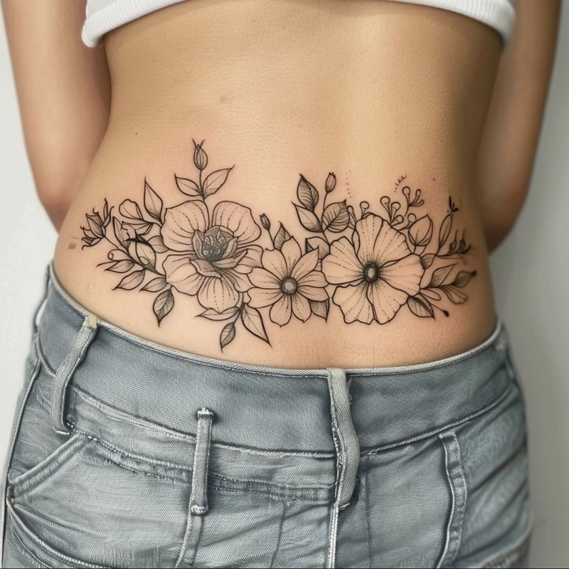 Ảnh tattoo nữ với hình xăm ở hông eo nhẹ nhàng