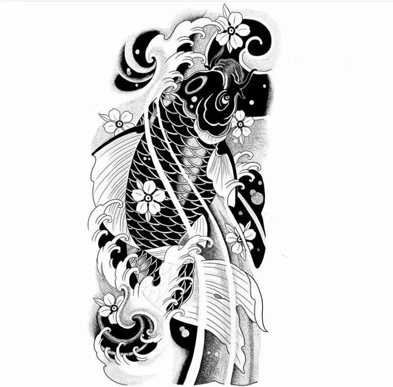 Cool ngầu ảnh tattoo nhật cổ đen trắng cùng khí chất lạnh lùng