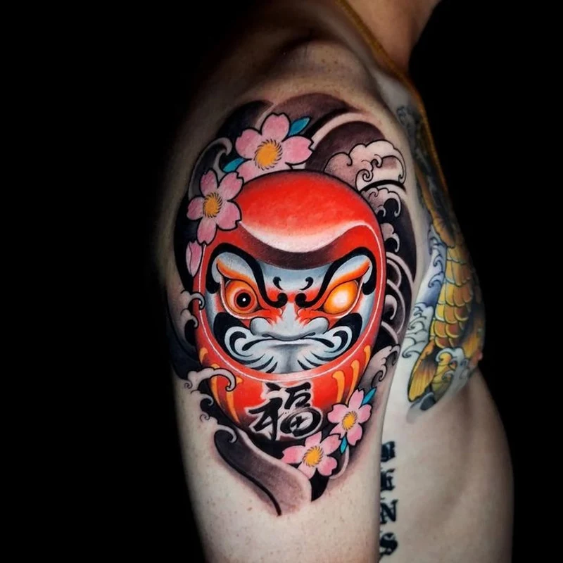 Đường nét dày tạo chiều sâu cho tattoo daruma