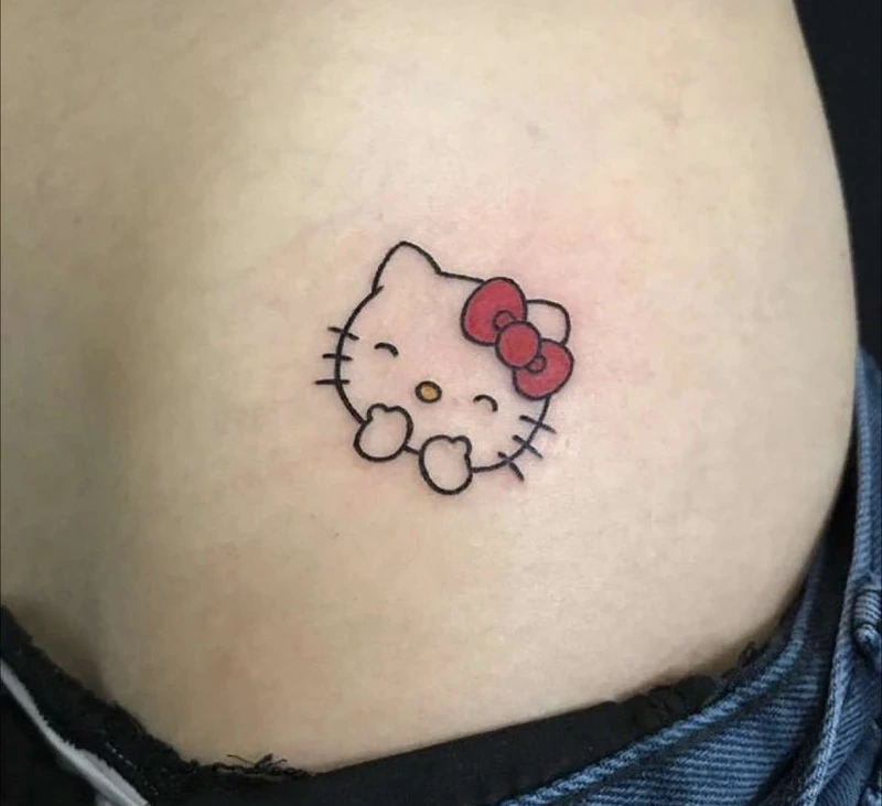 Hình ảnh tattoo Hello Kitty mini với kiểu vẽ đơn giản dễ thương