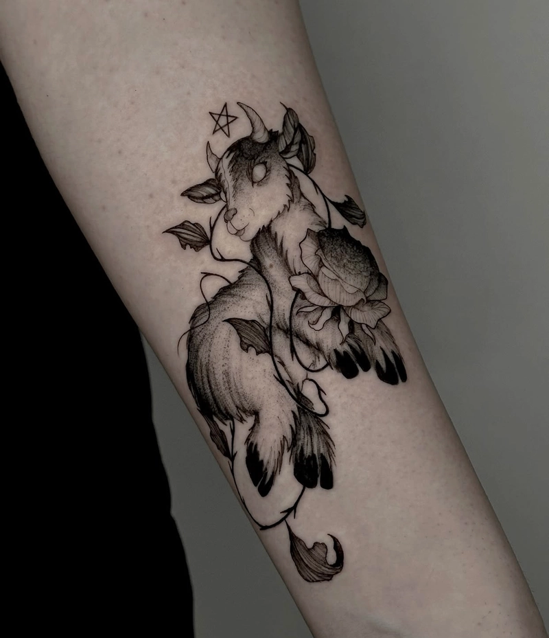 Hình ảnh tattoo dê đen trắng cực đẹp