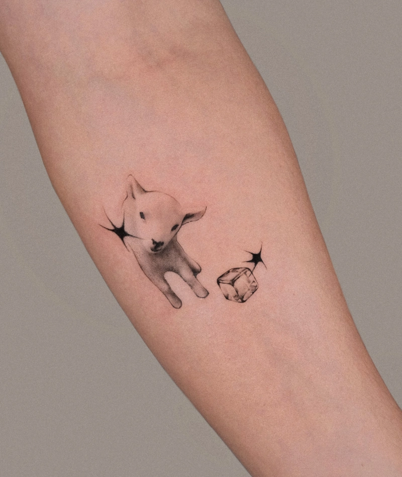 Hình ảnh tattoo dê mini cực xinh iu
