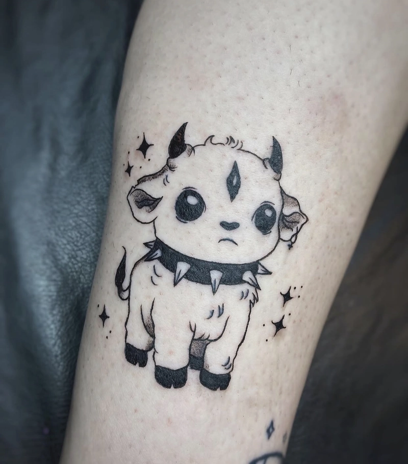 Hình ảnh tattoo dê non đen đáng yêu