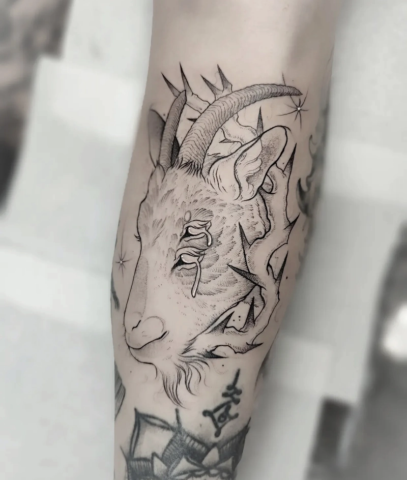 Hình ảnh tattoo dê thiết kế sáng tạo phá cách