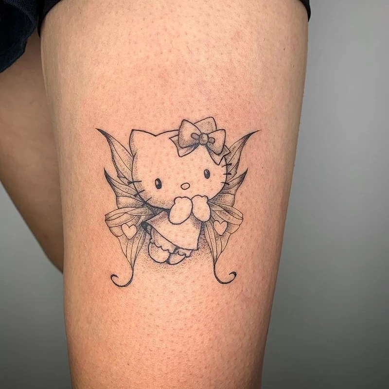 Hình ảnh tattoo mini Hello Kitty kiểu hoạt hình Nhật Bản đẹp