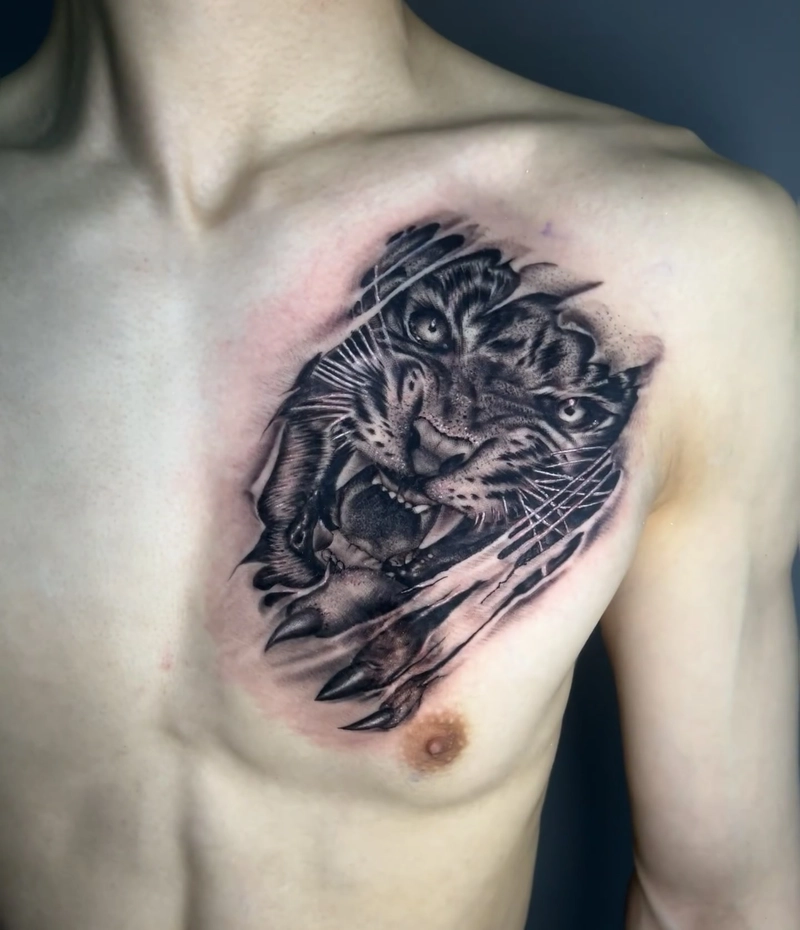 Hình hình xăm đầu hổ đẹp đường nét rõ ràng