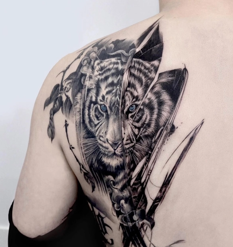 Hình hình xăm đầu hổ đẹp đường nét tinh xảo