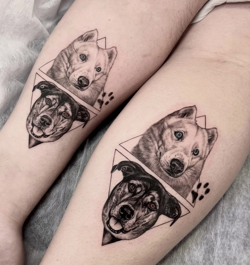 Hình tattoo con chó đôi thể hiện cá tính rõ nét