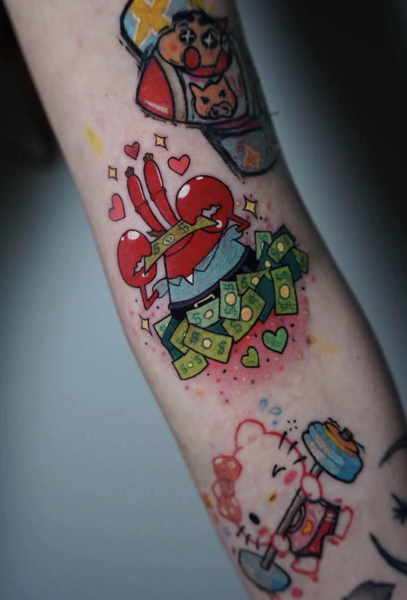 Hình tattoo con cua có nhiều tiền