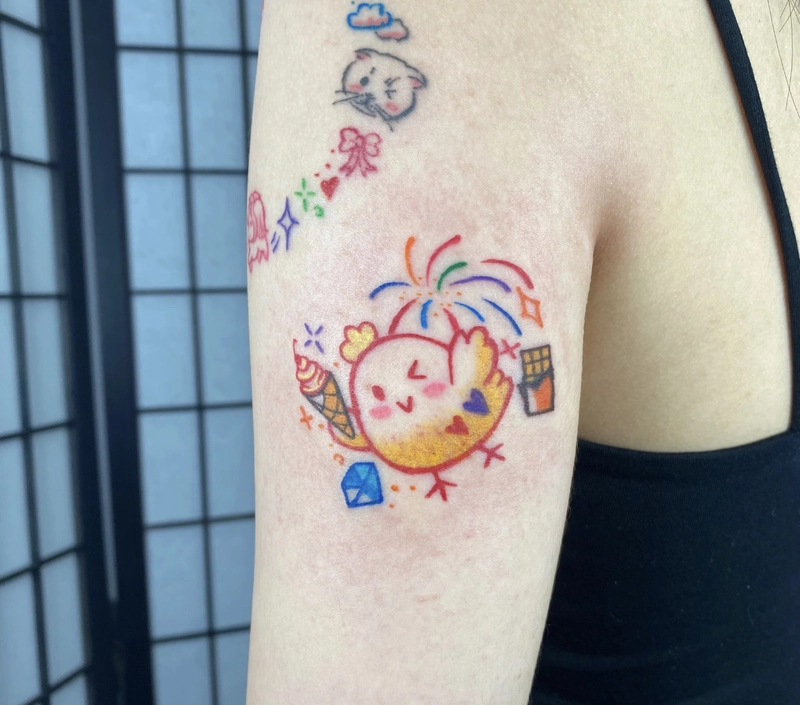 Hình tattoo con gà nổi bật màu sắc đẹp