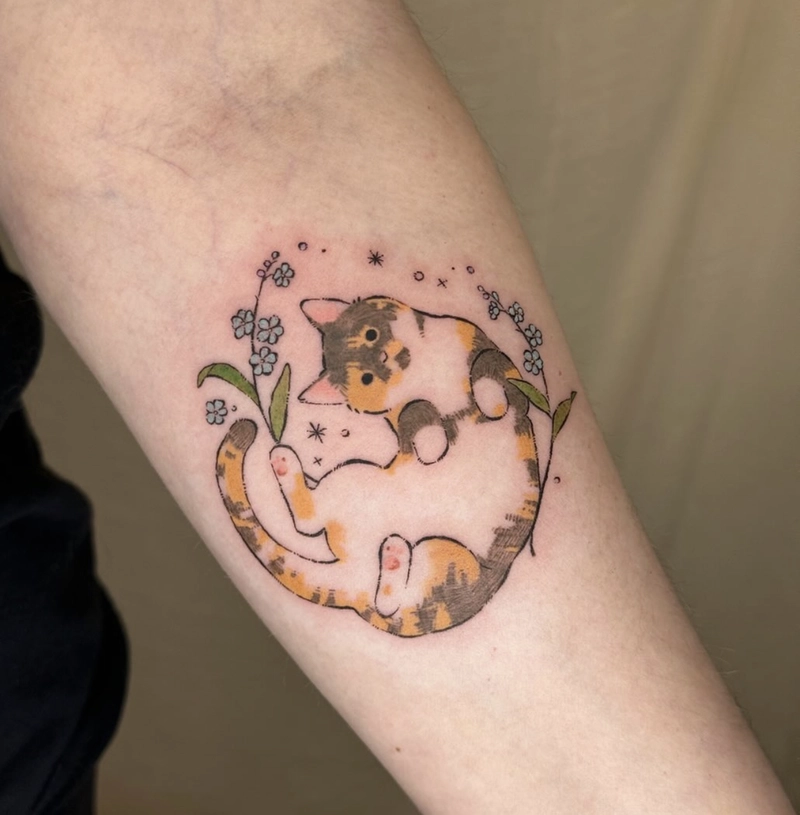 Hình tattoo con mèo dễ thương cực yêu