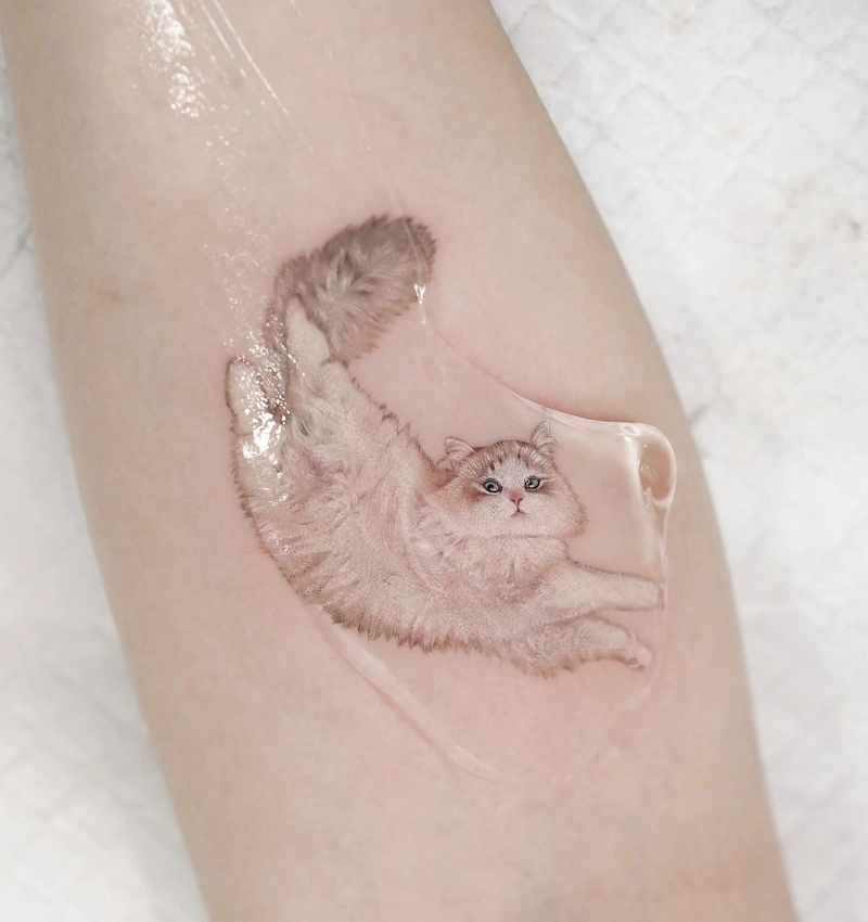 Hình tattoo con mèo nổi bật cực yêu