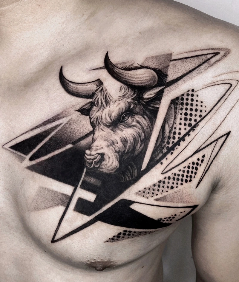 Hình tattoo con trâu cuốn hút với nét vẽ sắc nét