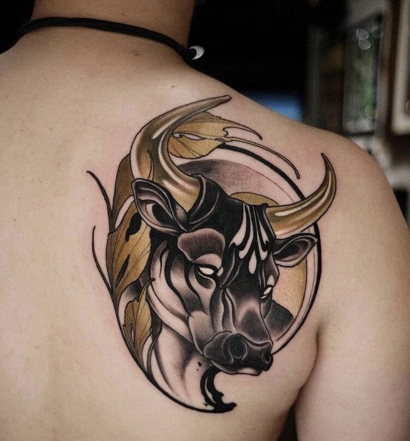Hình tattoo con trâu thể hiện cá tính rõ nét