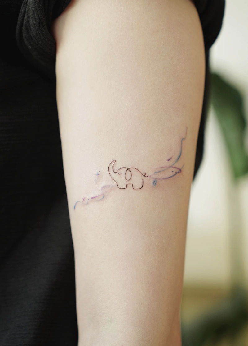 Hình tattoo con voi nhỏ xinh cho nữ
