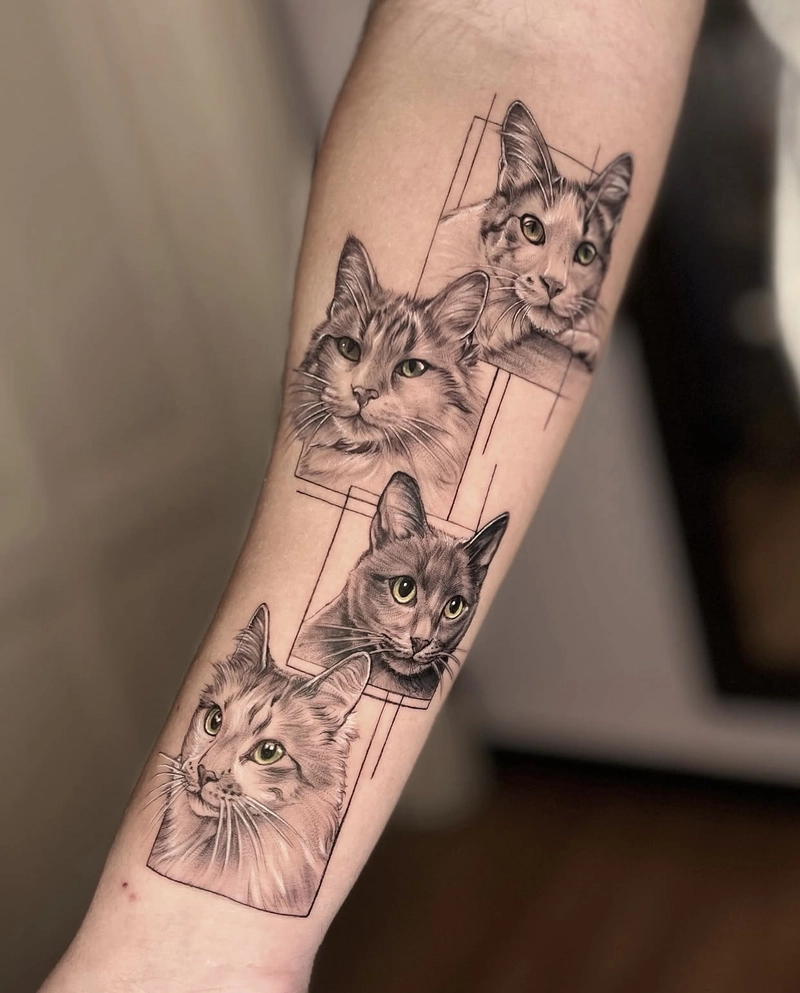 Hình tattoo đàn con mèo cực chất