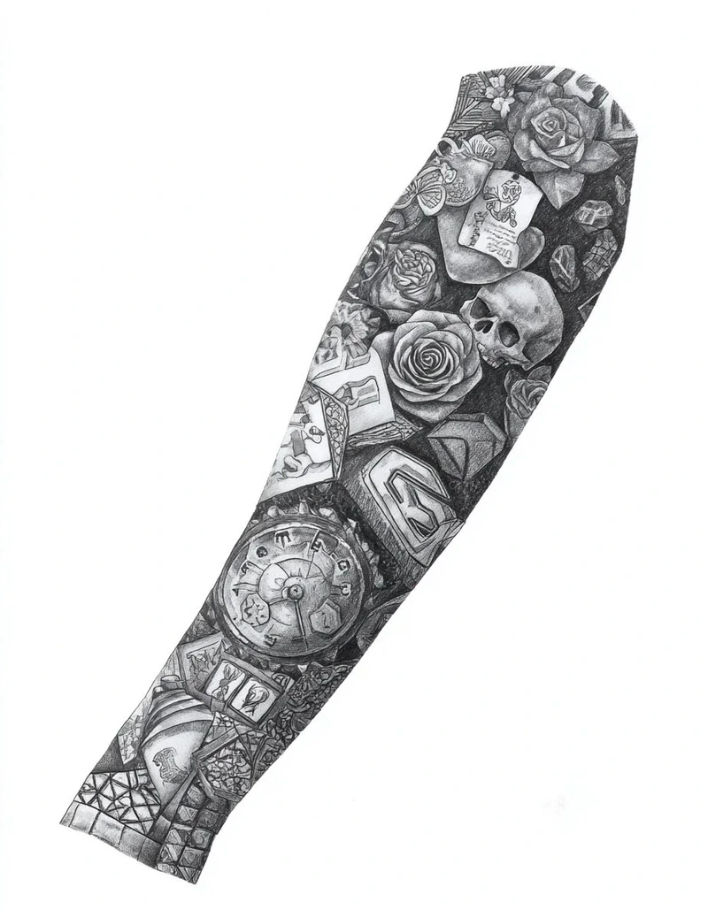 Hình tattoo nhật cổ đen trắng cùng mặt quỷ cực kỳ bí ẩn