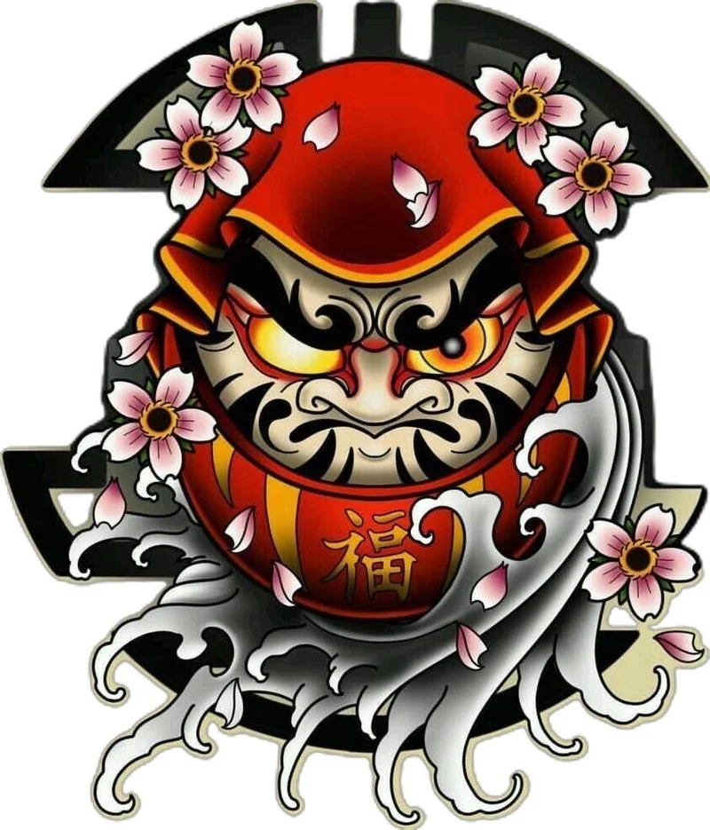 Hình xăm daruma kín lưng phong cách yakuza ấn tượng