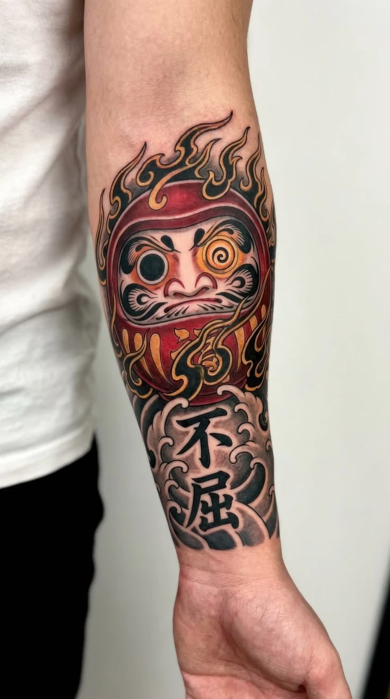 Hình xăm daruma mini phù hợp cổ tay tinh tế