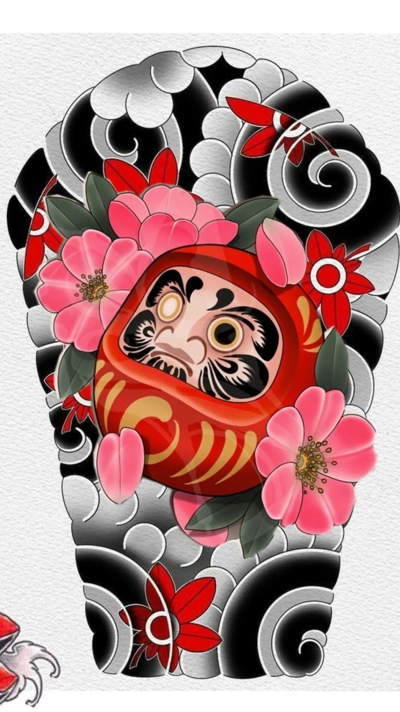 Hình xăm daruma nghệ thuật phù hợp làm cảm hứng thiết kế