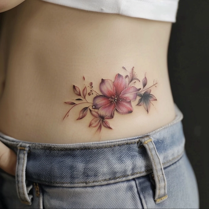 Hình xăm ở hông eo cho nữ mang vibe nữ tính hiện đại