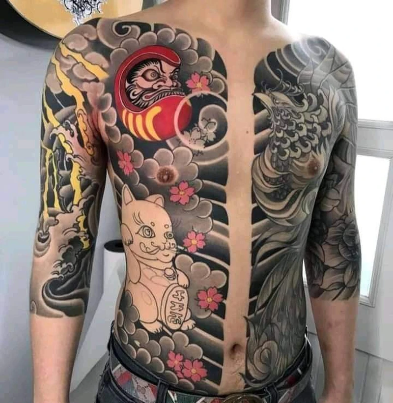 Hình xăm tattoo nhật cổ full thân trước dành cho nam giới