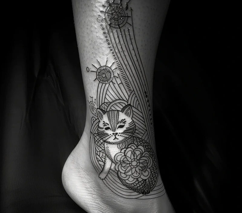 Mẫu tattoo mèo thần tài với màu đỏ đen đậm chất Nhật cổ
