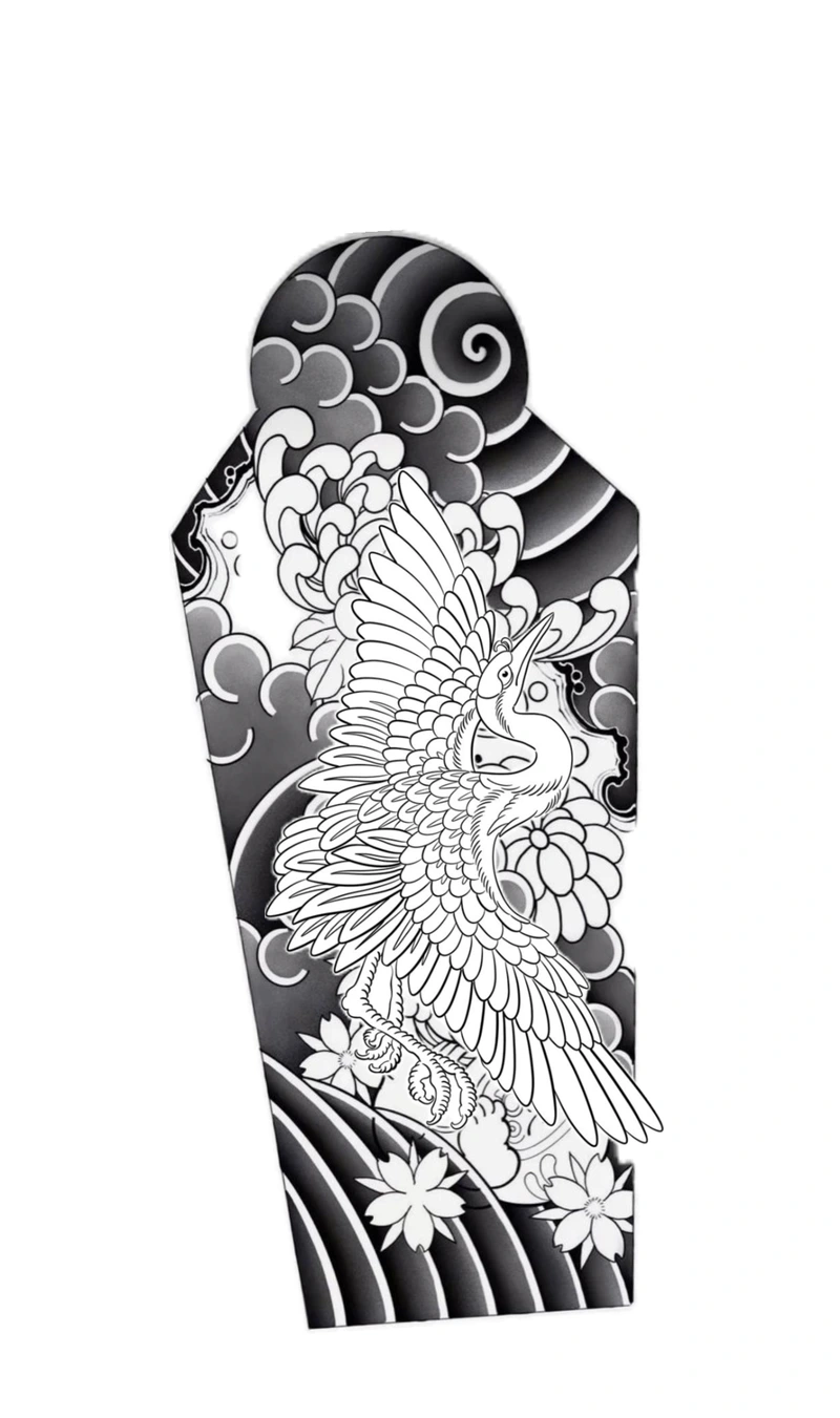 Mẫu tattoo nhật cổ trắng đen dành cho người mê hình xăm Nhật