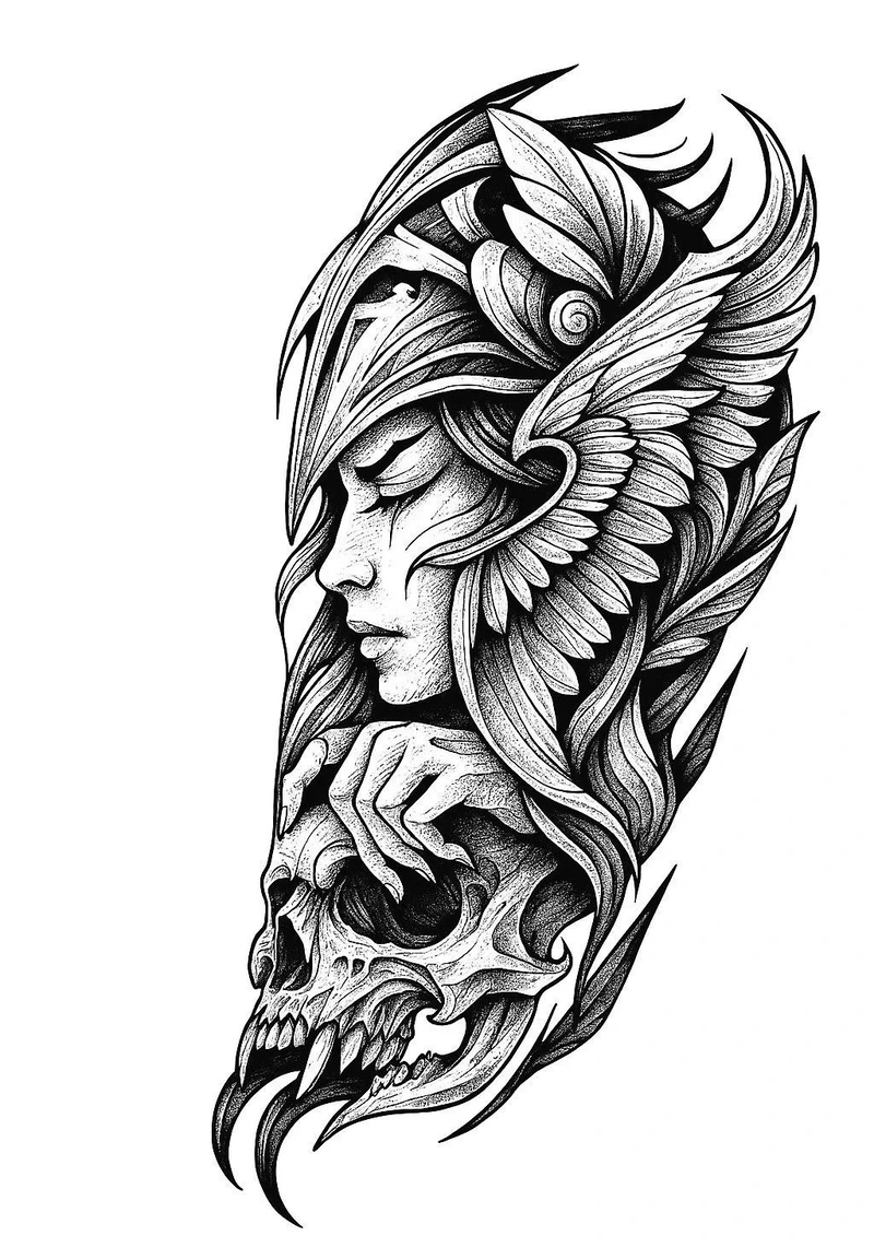 Nét vẽ tattoo nhật cổ trắng đen cùng hình rồng đầy uy lực