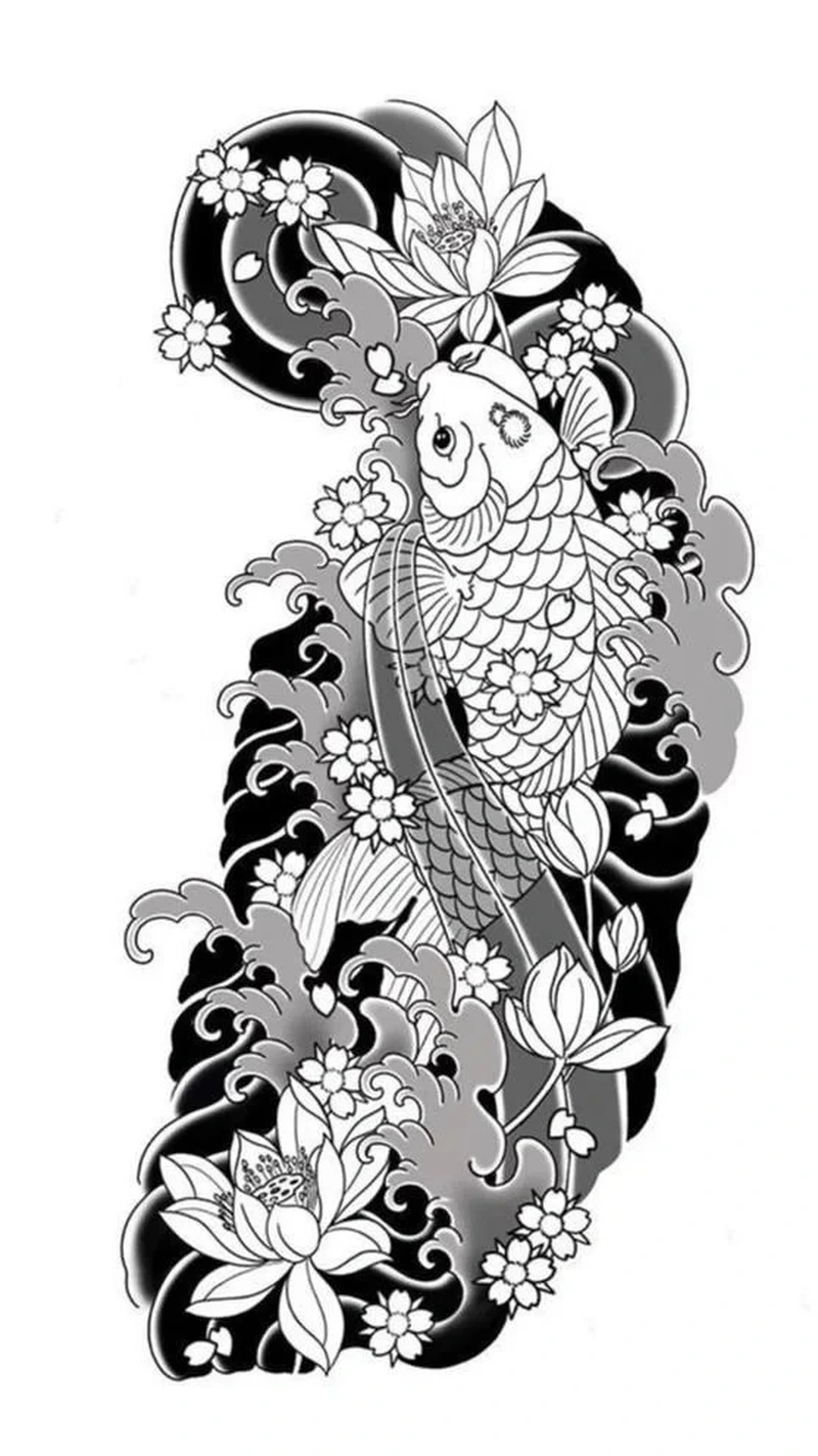 Nghệ thuật tattoo nhật cổ đen trắng mang vẻ đẹp cổ điển Nhật