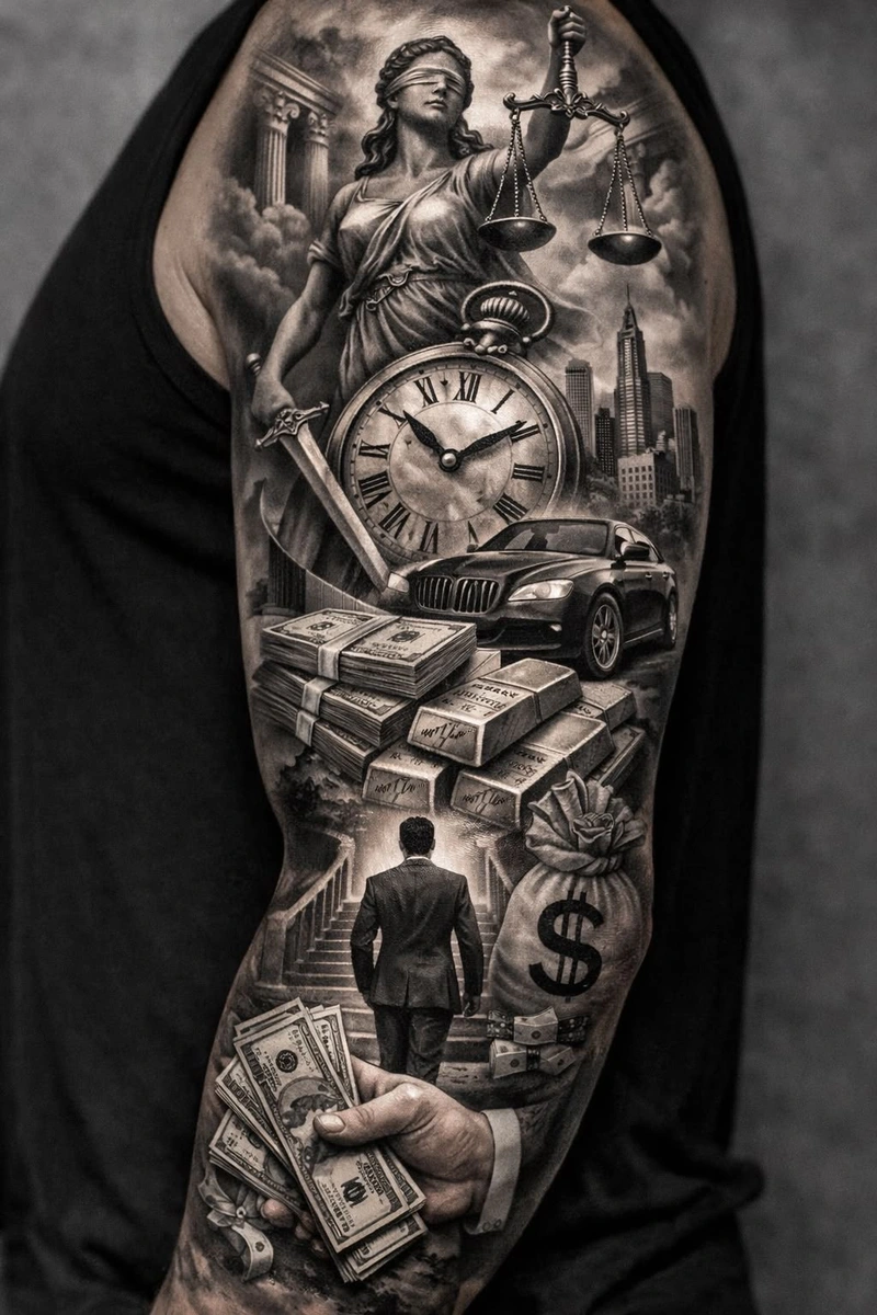 Tattoo bắp tay nam họa tiết đậm chất nghệ thuật