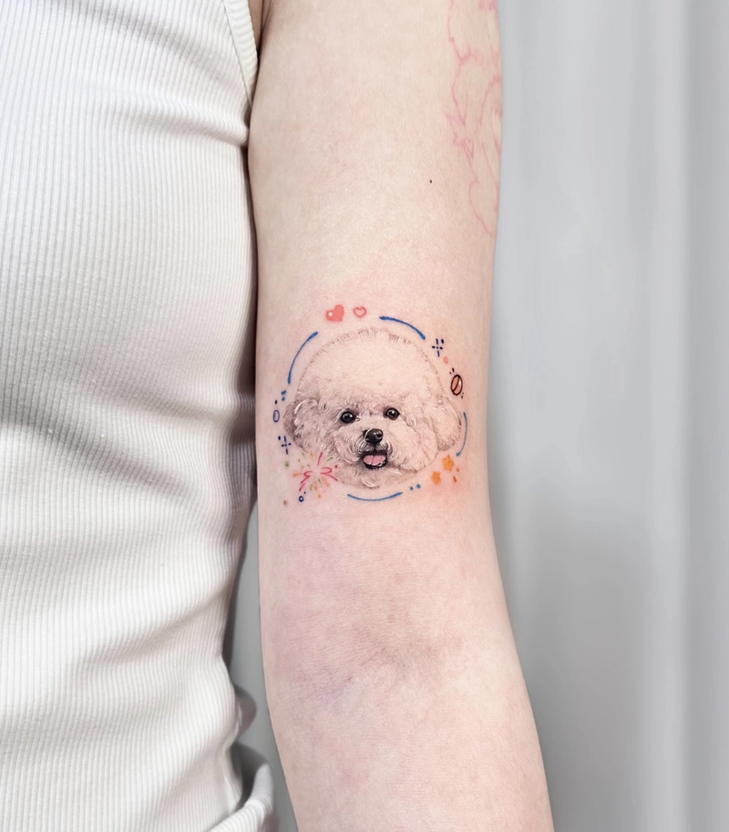 Tattoo con chó nhiều màu sắc cực đẹp
