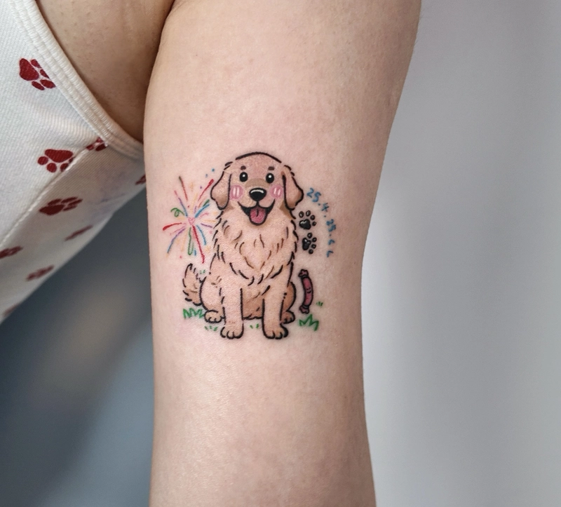 Tattoo con chó thể hiện tình sự vui vẻ
