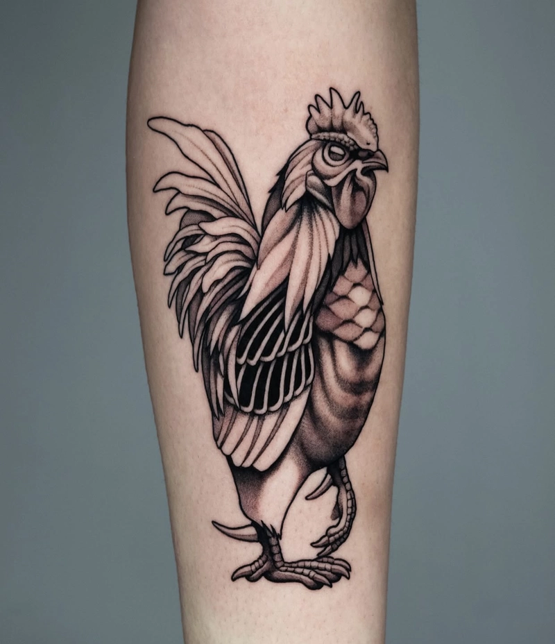 Tattoo con gà đơn giản mà sắc nét