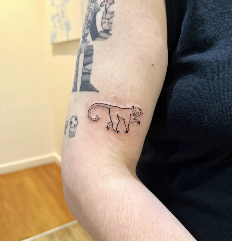 Tattoo con khỉ nét nhỏ đơn giản mà đẹp