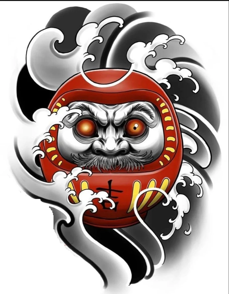 Tattoo daruma cổ điển phù hợp người yêu văn hóa nhật