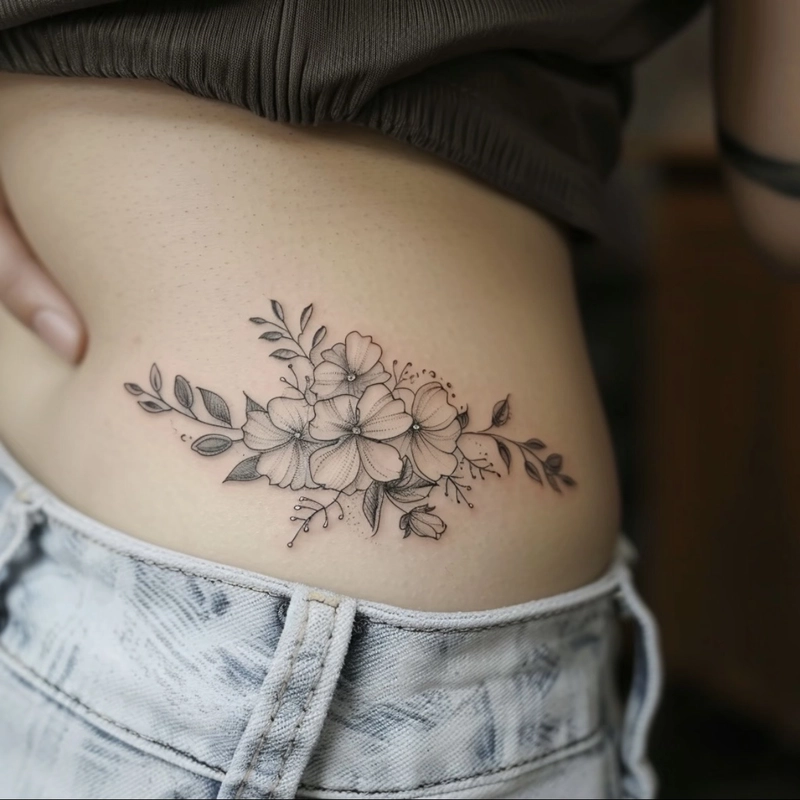 Tattoo hình xăm ở hông eo cho nữ đầy nét mềm mại