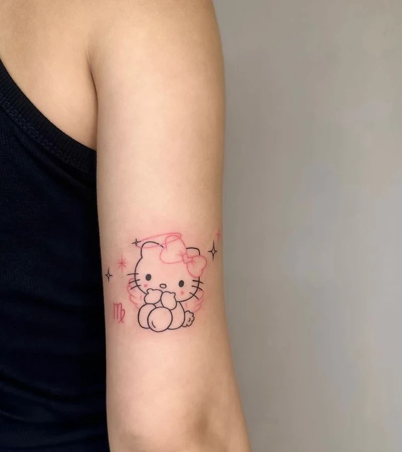 Tattoo hoạt hình Hello Kitty mini hợp người thích phong cách Nhật