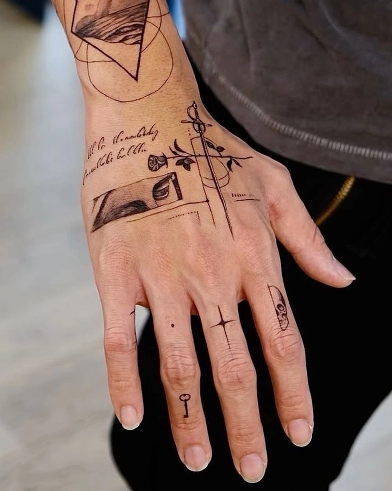 Tattoo mini tay cho nam mang phong cách đơn giản cá tính