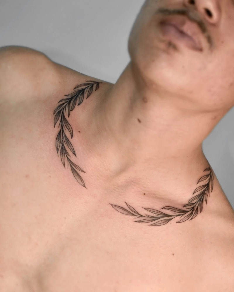 Xăm đường viền mạnh hình xăm quai xanh nam