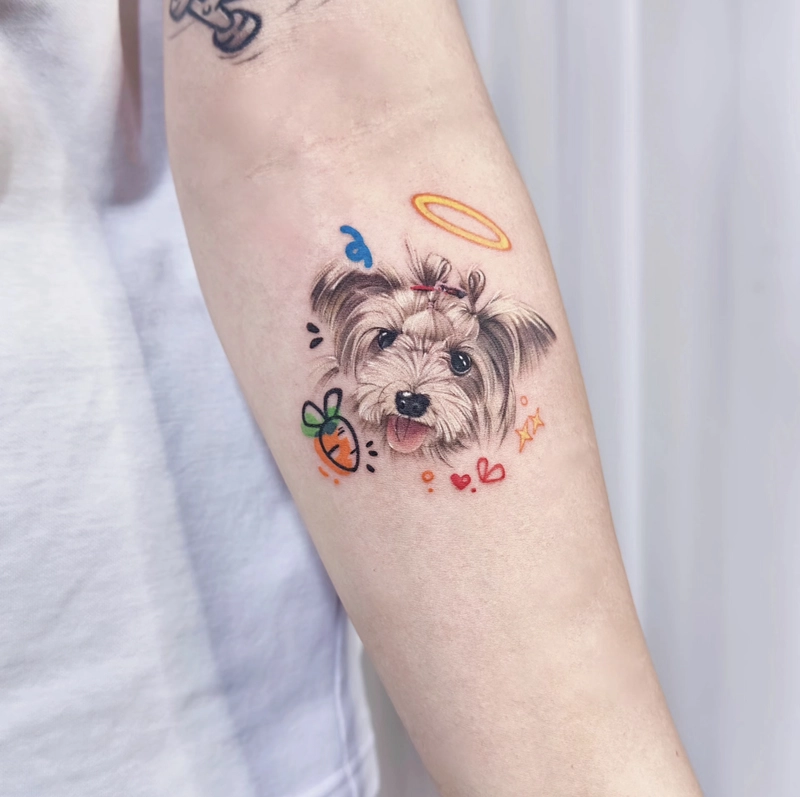 Xăm hình con chó xù lông cute