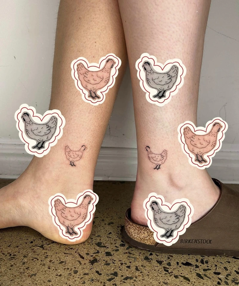 Xăm hình con gà nét nhỏ mini cute