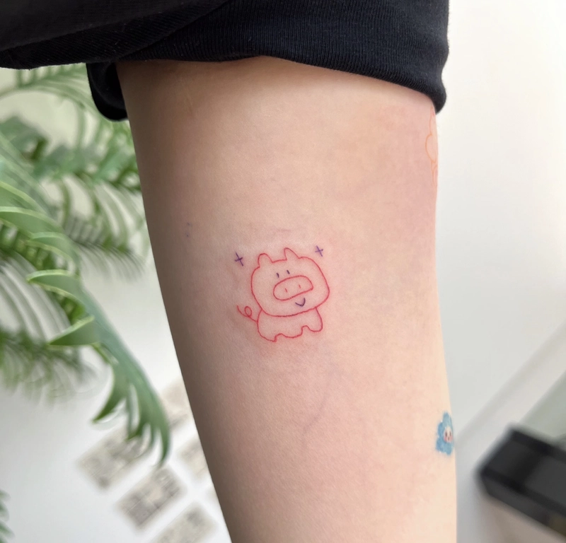 Xăm hình con heo ngộ nghĩnh đáng yêu