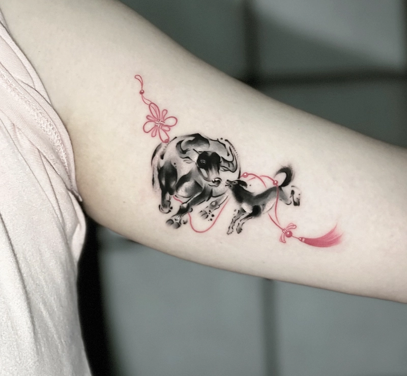 Xăm hình con trâu mang vững vàng ổn định