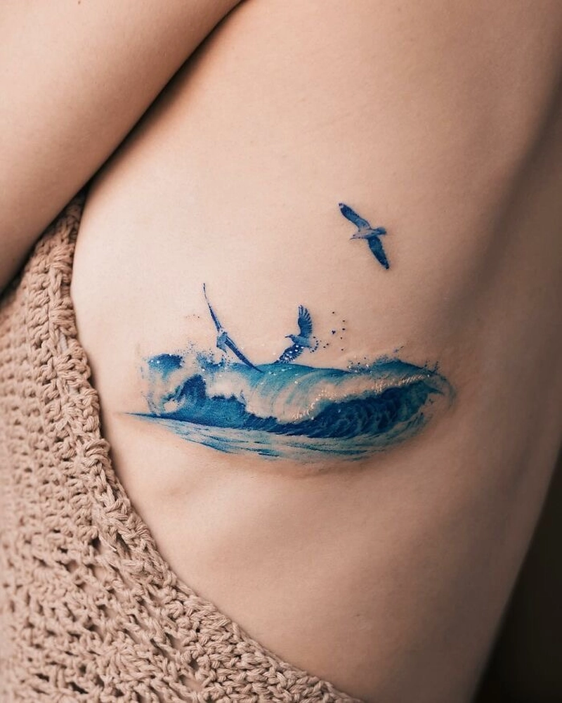 hình ảnh tattoo sóng biển trào dâng
