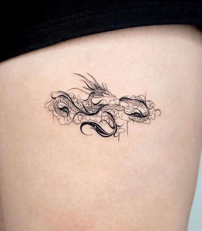 hình xăm rồng mini dạng vòng tròn